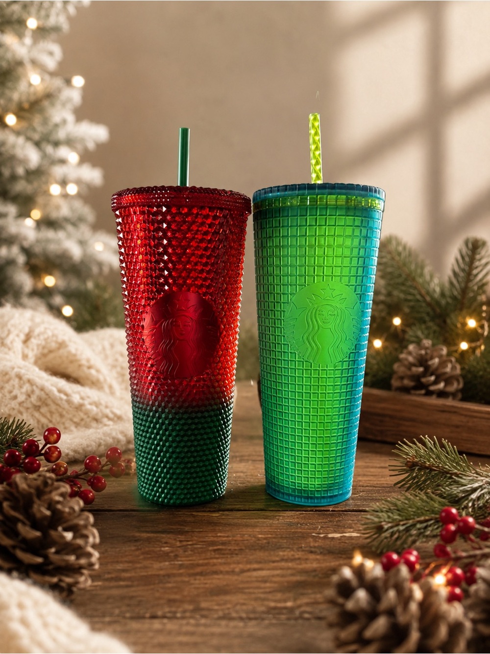 Starbucks Studded Gradient Tumblers - Red, Green & Blue